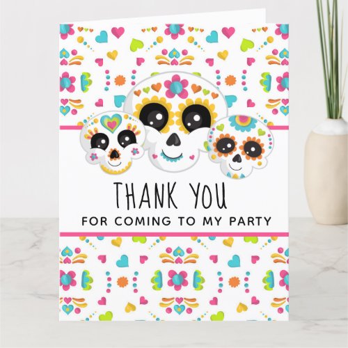 Sugar Skull Dia de La Muerte Halloween Birthday In Thank You Card