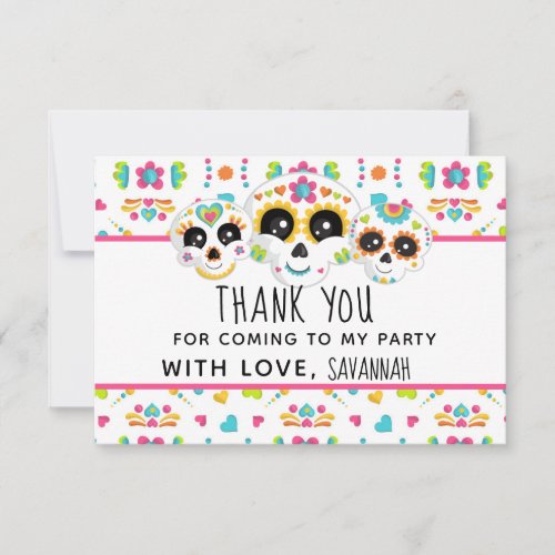 Sugar Skull Dia de La Muerte Halloween Birthday In Thank You Card