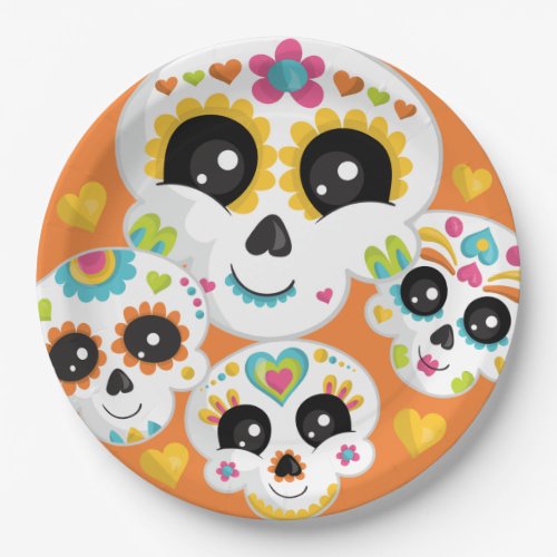 Sugar Skull Dia de La Muerte Halloween Birthday Paper Plates