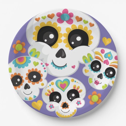 Sugar Skull Dia de La Muerte Halloween Birthday Paper Plates