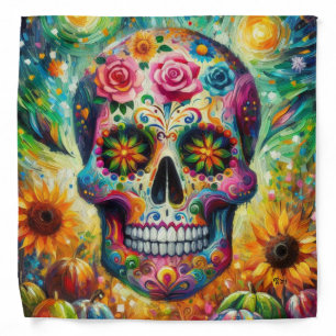 Sugar Skull Dia De Los Muertos Day of the Dead Bandana