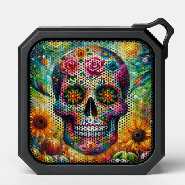 Sugar Skull Dia De Los Muertos Day of the Dead Bluetooth Speaker (Front)
