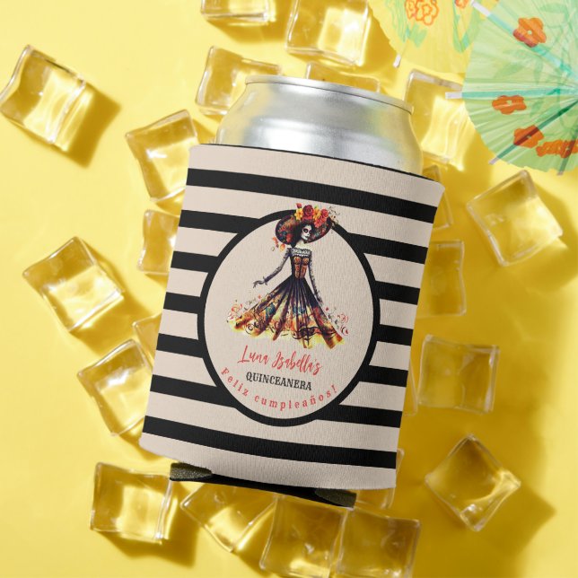 Sugar Skull Dia de los Muertos Day of the Dead Can Cooler (In Situ Summer)