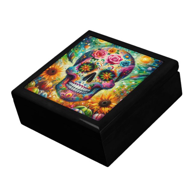 Sugar Skull Dia De Los Muertos Day of the Dead Gift Box (Side)