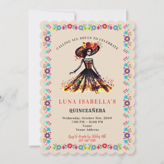 Sugar Skull Dia de los Muertos Day of the Dead Invitation (Front)
