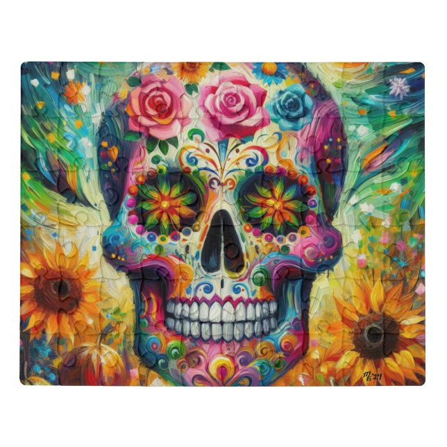 Sugar Skull Dia De Los Muertos Day of the Dead Jigsaw Puzzle (Puzzle Horizontal)