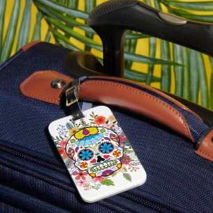 Sugar Skull Dia De Los Muertos Day of the Dead Luggage Tag