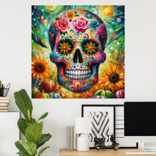 Sugar Skull Dia De Los Muertos Day of the Dead Poster