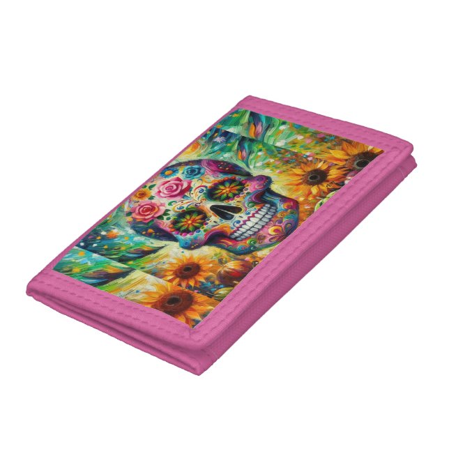 Sugar Skull Dia De Los Muertos Day of the Dead Trifold Wallet (Bottom)