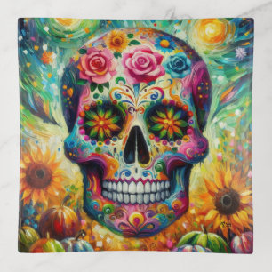 Sugar Skull Dia De Los Muertos Day of the Dead Trinket Tray
