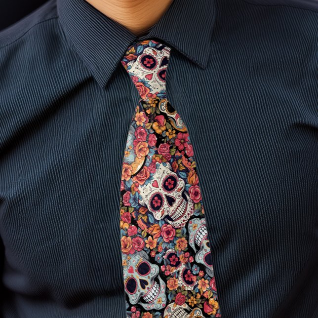 Sugar Skull Dia de Los Muertos Neck Tie (Creator Uploaded)
