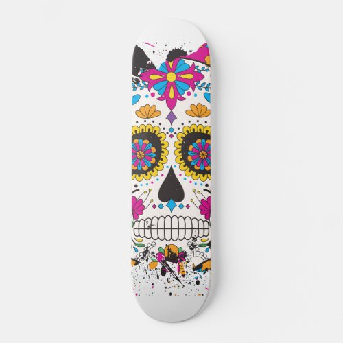 Sugar skull dia de los muertos skateboard