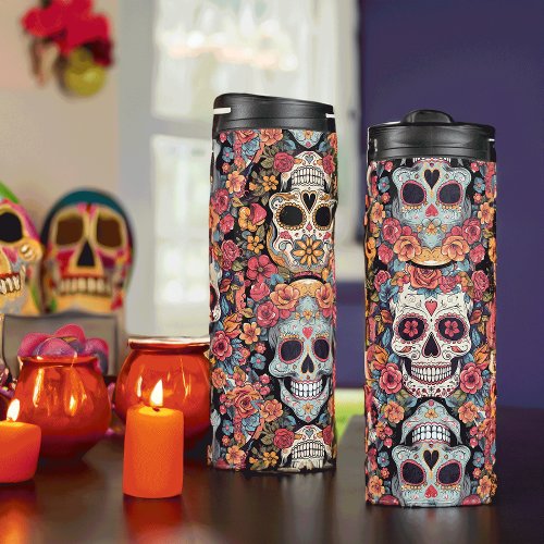 Sugar Skull Dia de Los Muertos Thermal Tumbler