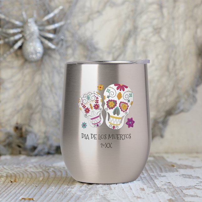Sugar Skull Dia de los Muertos Thermal Wine Tumbler (Creator Uploaded)