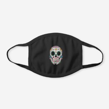 Sugar Skull Dia De Los Muertos Vintage Mexican Black Cotton Face Mask by Sweetbriar_Drive at Zazzle