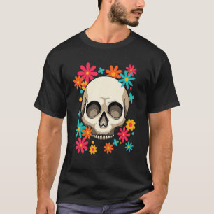 Sugar Skull Dia De Muertos Floral Day of The Dead T-Shirt