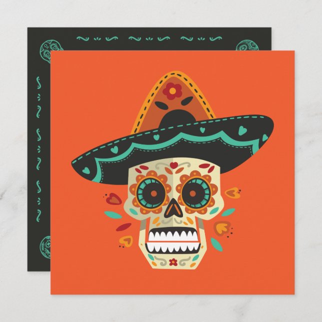 Sugar Skull Dia de Muertos Party Invitation (Front/Back)
