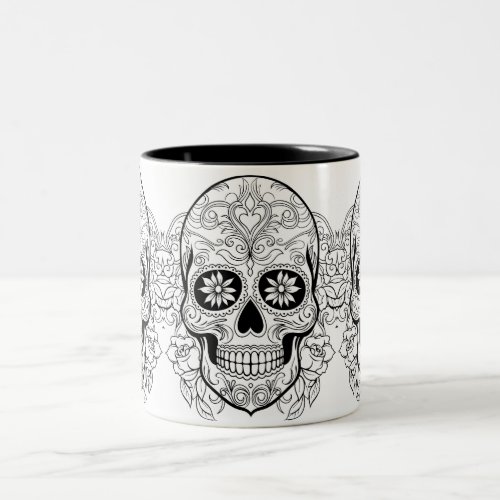 Sugar Skull Dios de los Muertos Halloween Two_Tone Coffee Mug