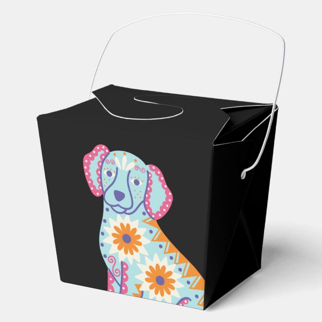 Sugar Skull Dog Black Halloween Party Favor Box (Front)