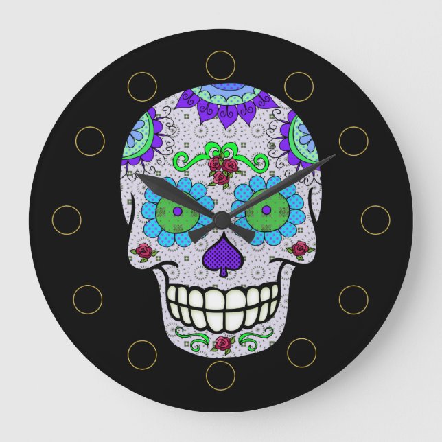 Sugar Skull, DOTD Round (Large) Wall Clock (Front)