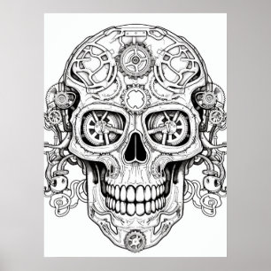 Sugar Skull Drawing Art for Kids + Adults Wall Poster