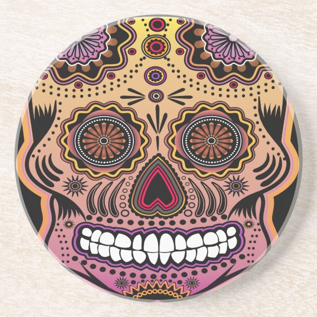 sugar skull drink coaster (Front)