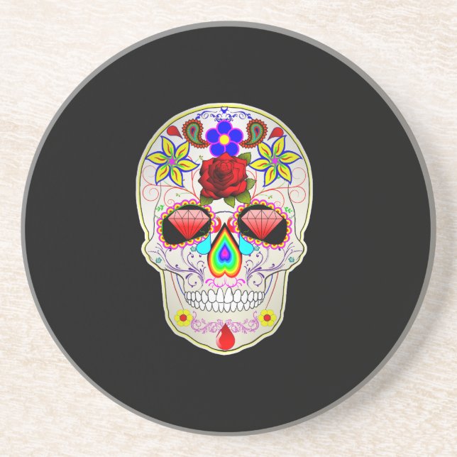 sugar skull drink coaster (Front)