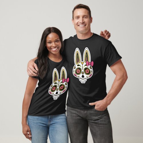 Sugar Skull Easter Halloween Day of Dead Bunny T_Shirt