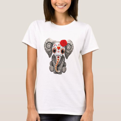 Sugar Skull Elephant Day of the Dead Halloween Ske T_Shirt