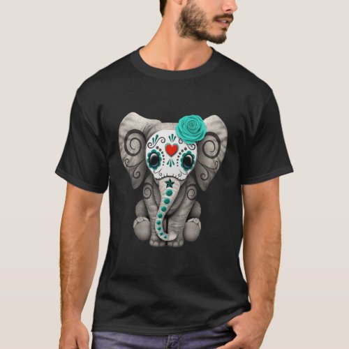 Sugar Skull Elephant Day Of The Dead Halloween  T_Shirt