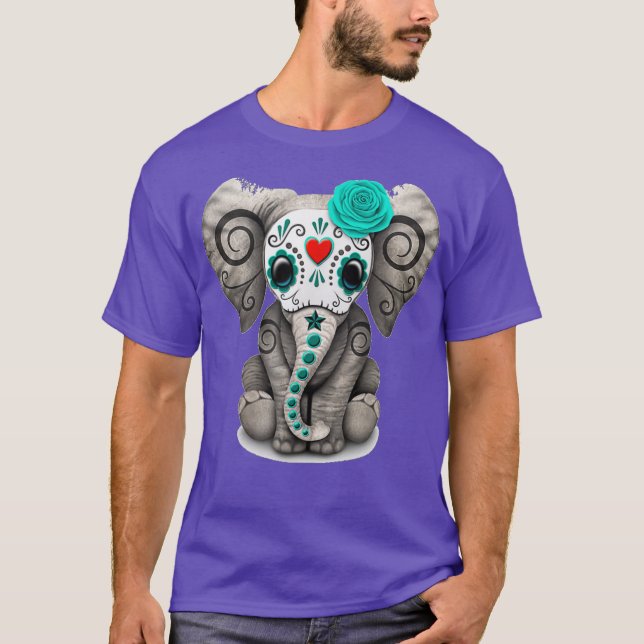 Sugar Skull Elephant T shirt Day Of The Dead (Front)