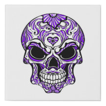 Sugar Skull Faux Wrapped Canvas Print