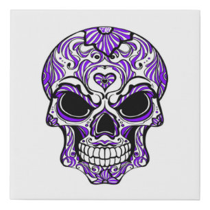 Sugar Skull Faux Wrapped Canvas Print