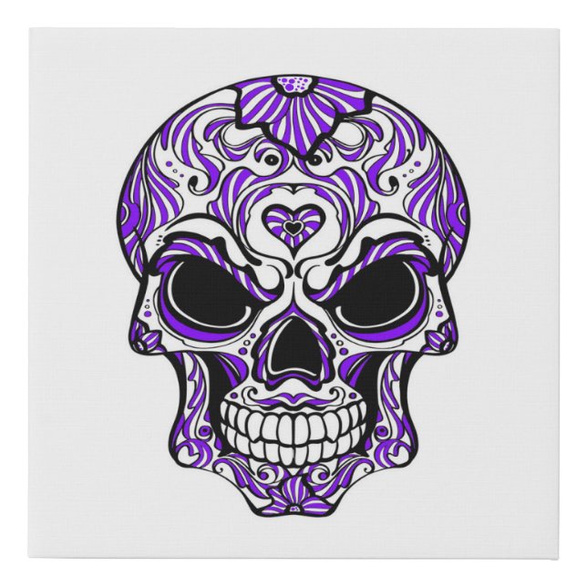 Sugar Skull Faux Wrapped Canvas Print (Front)