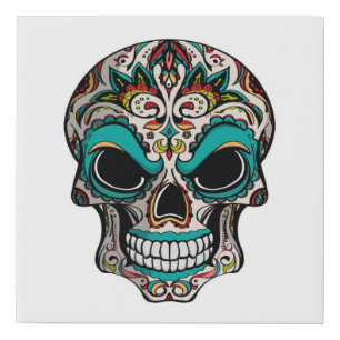 Sugar Skull Faux Wrapped Canvas Print