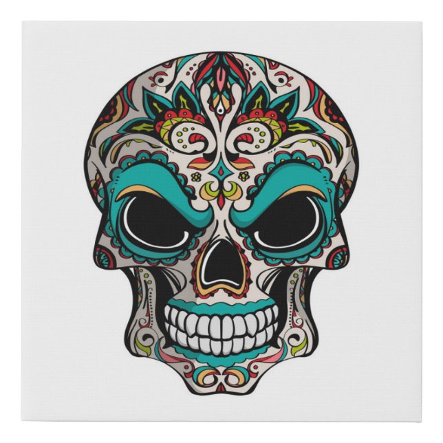 Sugar Skull Faux Wrapped Canvas Print (Front)