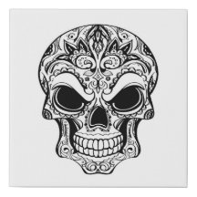 Sugar Skull Faux Wrapped Canvas Print