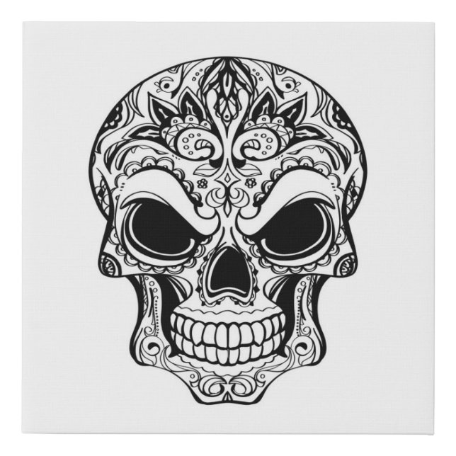 Sugar Skull Faux Wrapped Canvas Print (Front)