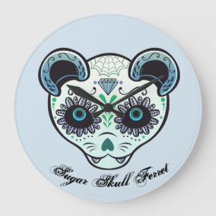 Sugar Skull Ferret Clock
