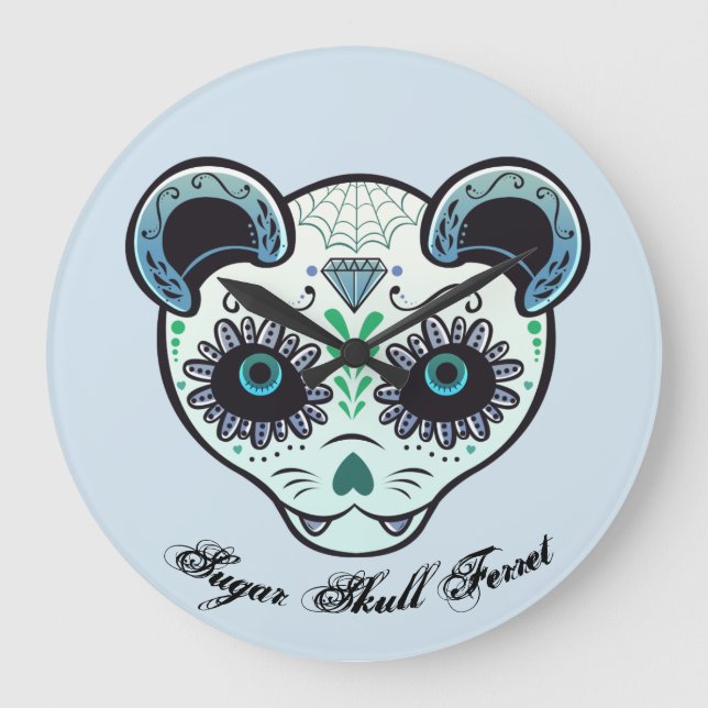Sugar Skull Ferret Clock (Front)