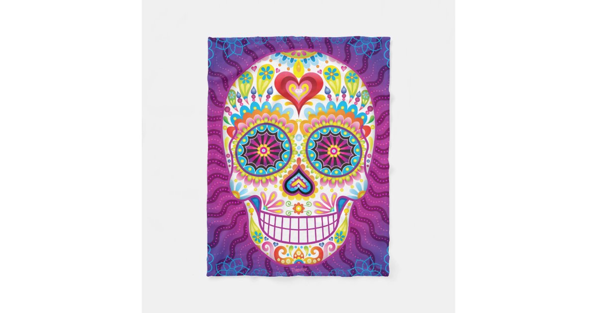 Sugar Skull Fleece Blanket Day of the Dead Art