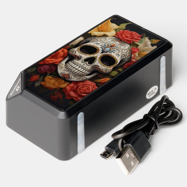 Sugar Skull Floral Bluetooth Speaker (Laydown)