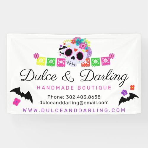 Sugar Skull Floral Calavera Papel Picado Boutique Banner