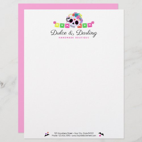 Sugar Skull Floral Calavera Papel Picado Boutique Letterhead