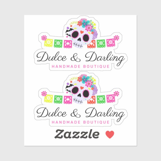Sugar Skull Floral Calavera Papel Picado Logo Sticker (Sheet)
