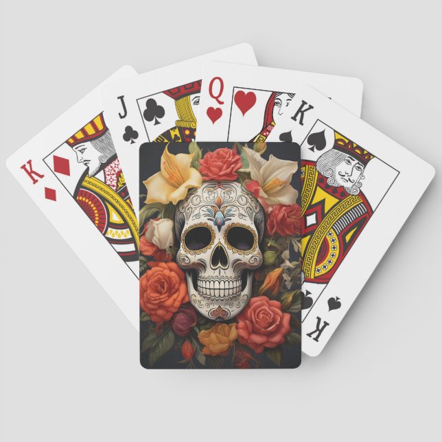Sugar Skull Floral Classic Playing Cards (Back)