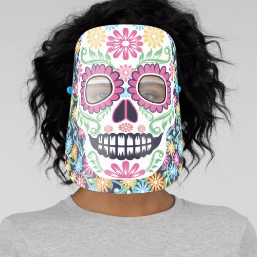 Sugar Skull Floral Day of the Dead Face Shield