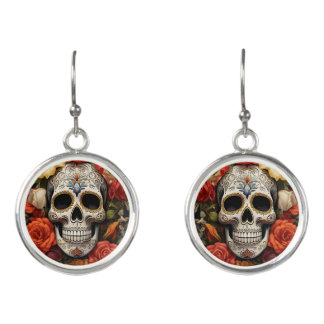 Sugar Skull Floral Earrings