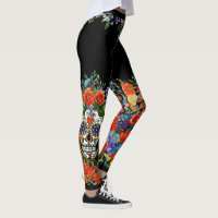 Sugar Skull Floral Leggings