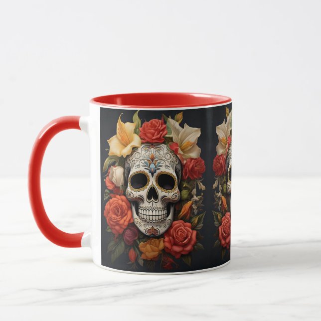 Sugar Skull Floral Mug (Left)